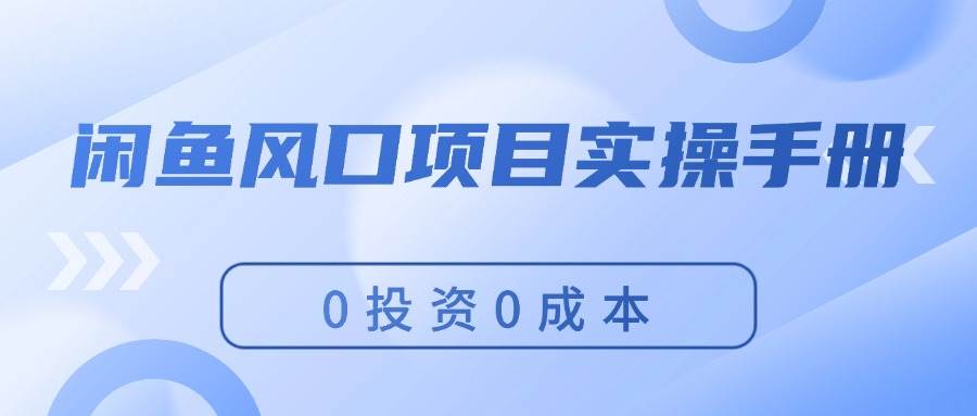 闲鱼风口项目实操手册，0投资0成本，让你做到，月入过万，新手可做-行行副业