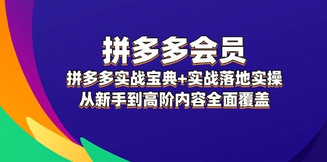 拼多多 会员，拼多多实战宝典+实战落地实操，从新手到高阶内容全面覆盖-行行副业