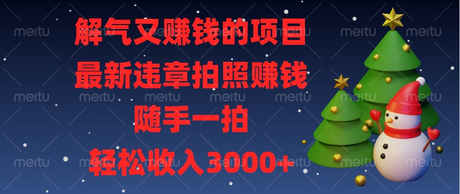 解气又赚钱的项目，最新违章拍照赚钱，随手一拍，轻松收入3000+-行行副业