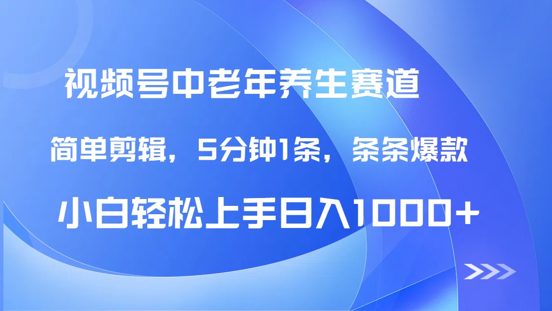 DeepSeek+既梦做视频号中老年养生赛道，条条爆款5分钟1条，轻松日入1000+-行行副业
