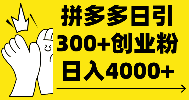 拼多多日引300+创业粉 日入4000+-行行副业