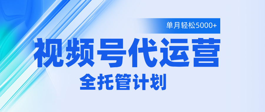 视频号代运营2.0，全程托管招募，单月轻松变现5000+-行行副业