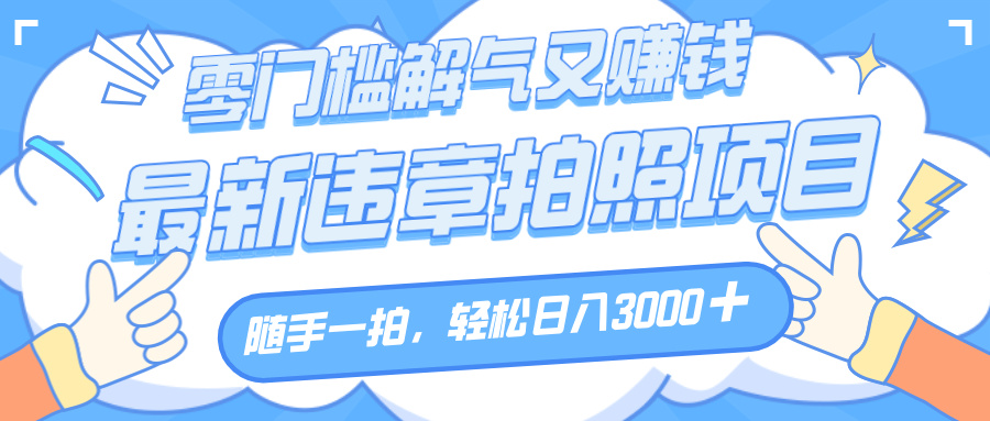 解气又赚钱的项目，随手一拍，轻松收入3000+，最新违章拍照赚钱-行行副业