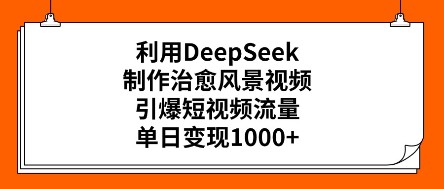 利用DeepSeek，制作治愈风景视频，引爆短视频流量，单日变现1000+-行行副业