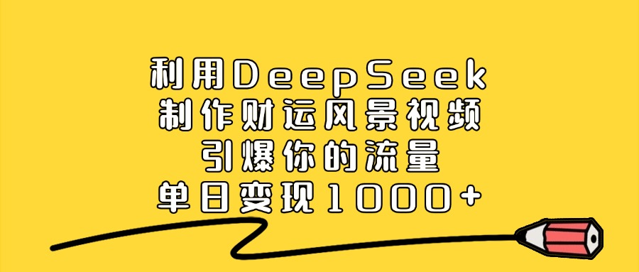 利用DeepSeek制作财运风景视频，单日变现1000+，引爆你的流量-行行副业