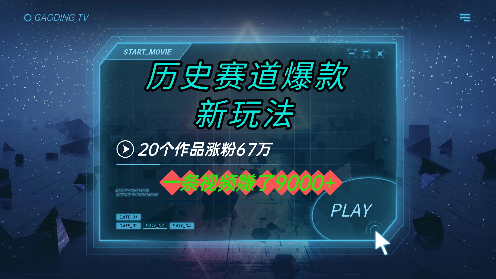 20个作品涨粉67万，一条视频赚了9000+，历史赛道爆款新玩法-行行副业