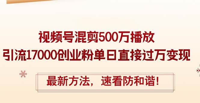 精华帖视频号混剪500万播放引流17000创业粉，单日直接过万变现，最新方…-行行副业